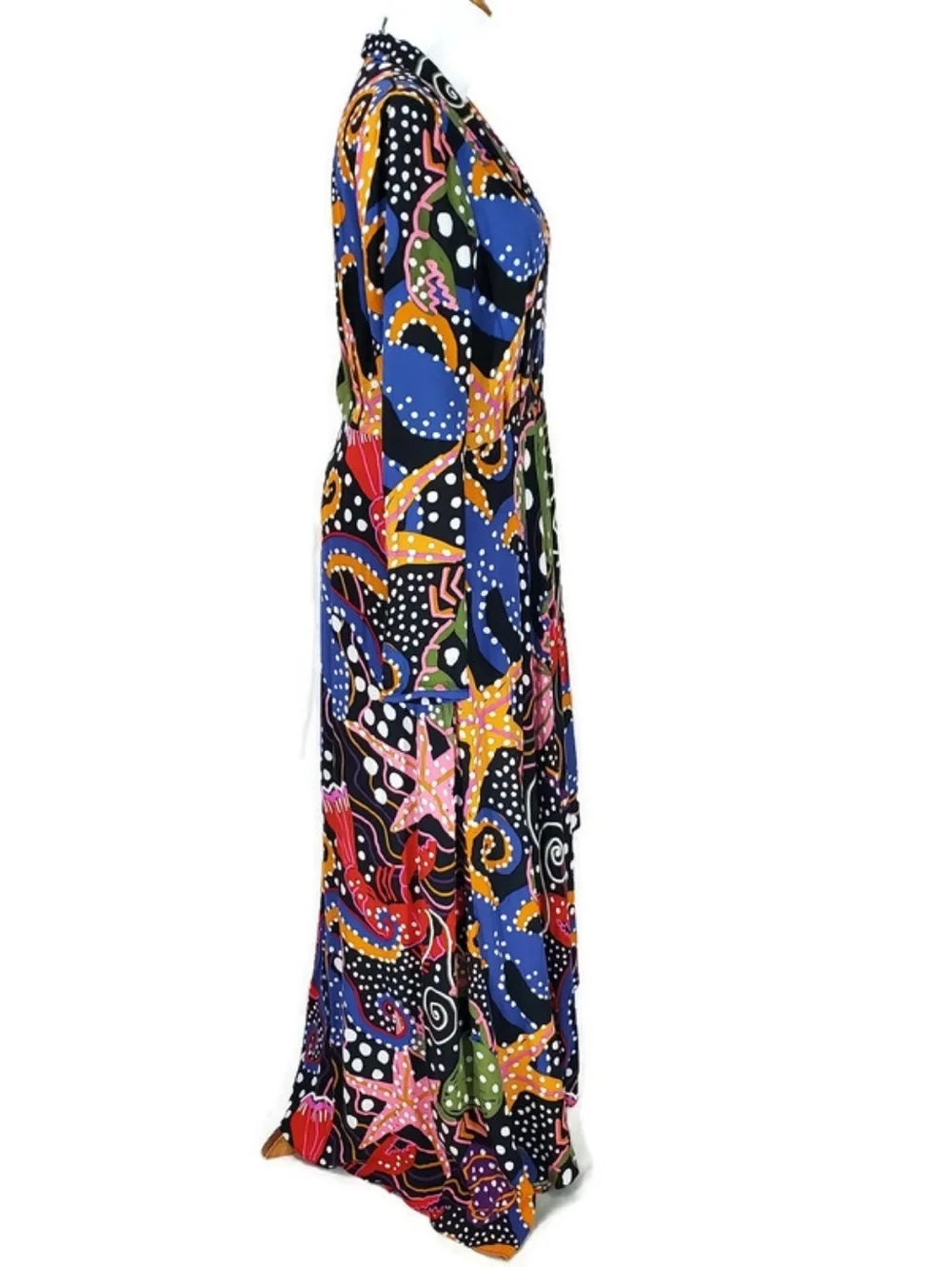 Farm Rio Under the Sea Plunge Neck Maxi Dress Beach Vacation Cruise Wedding Sz S - Picture 4 of 16